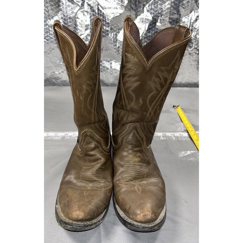 Justin Western Boots Mens Size 10.5D Brown Leather Pull On Round Toe Work JB1100
